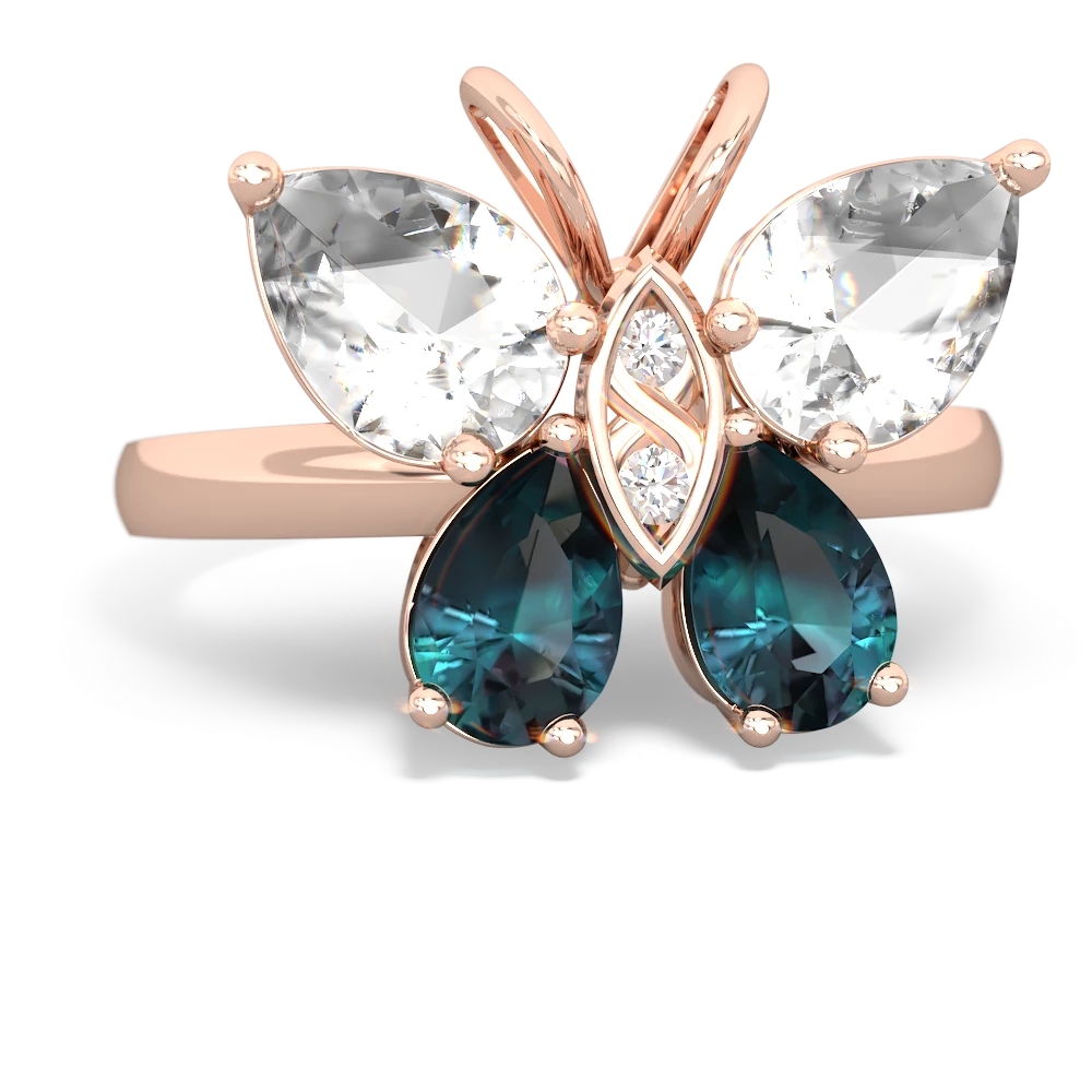 White Topaz Butterfly 14K Rose Gold ring R2215