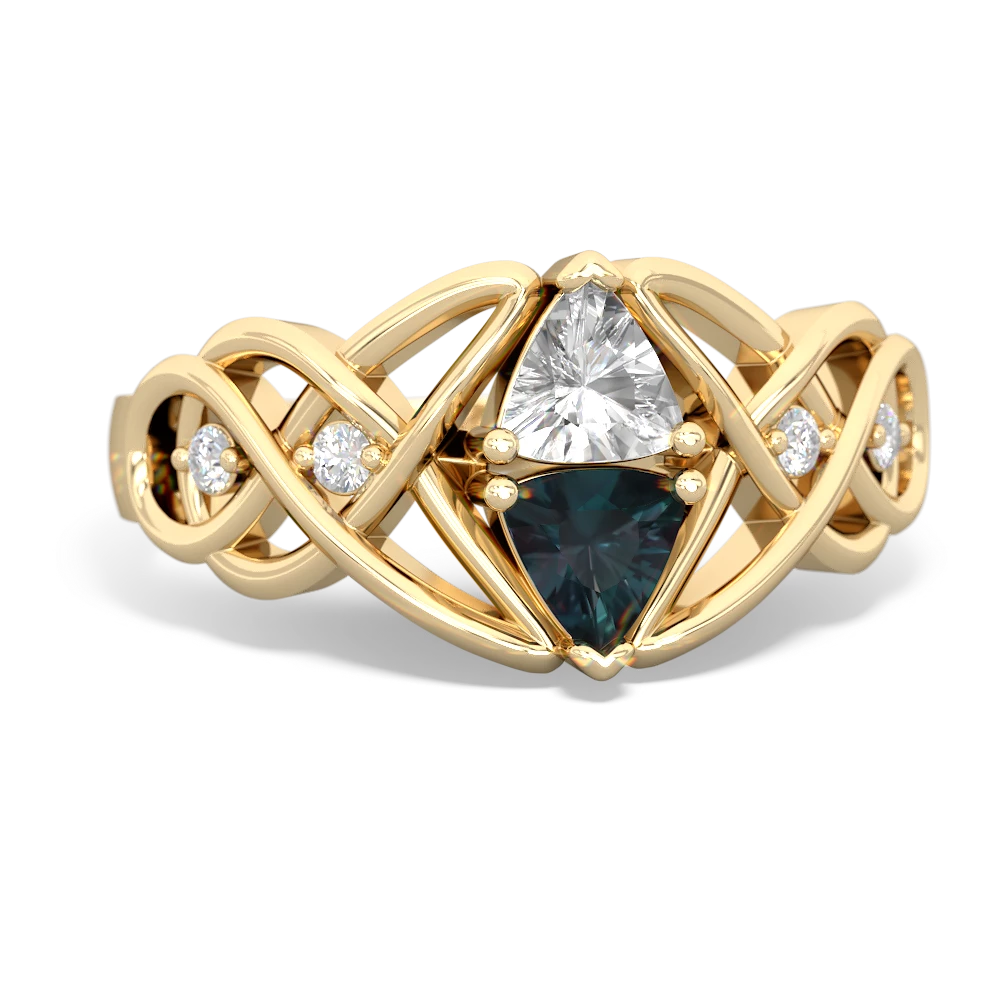 White Topaz Keepsake Celtic Knot 14K Yellow Gold ring R5300