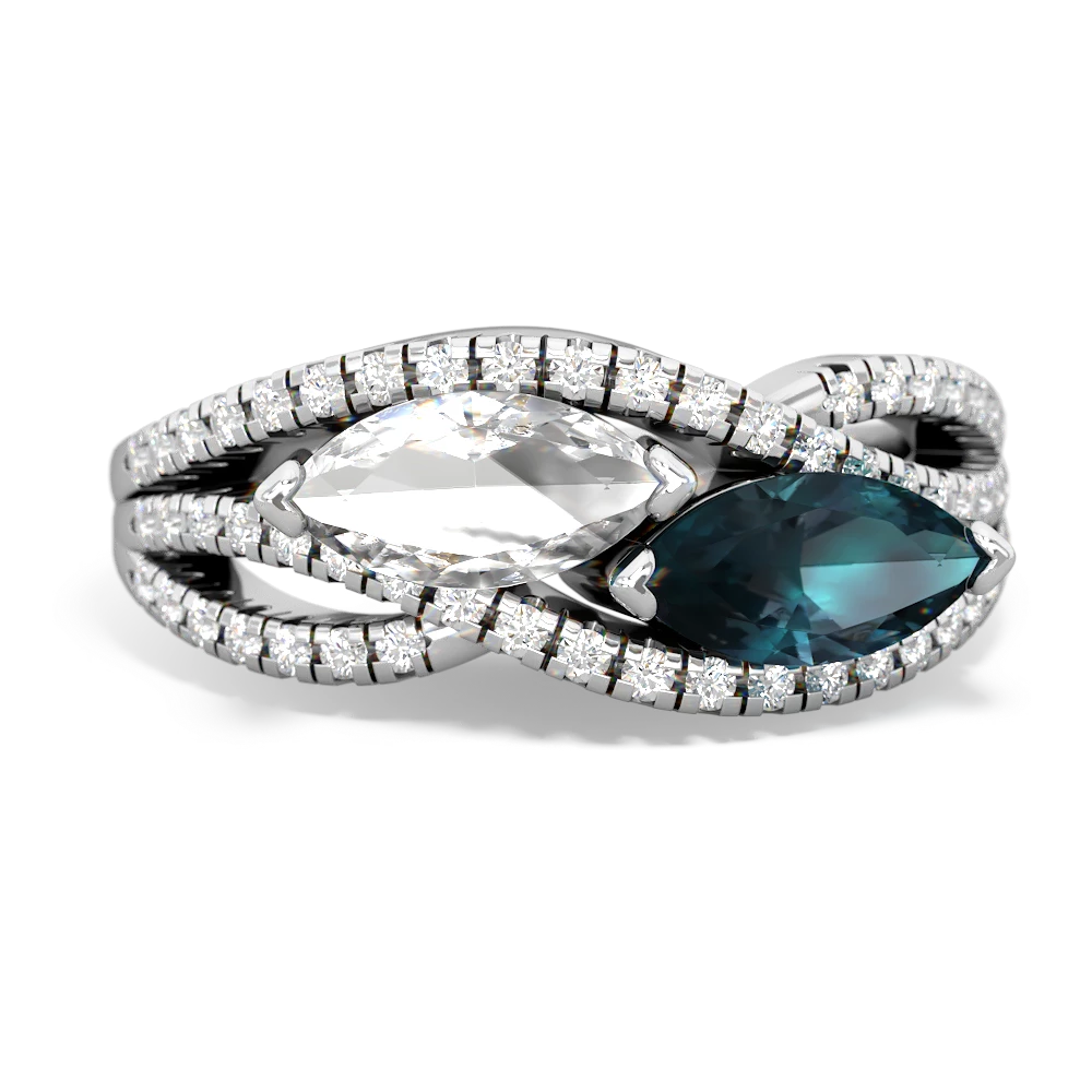 White Topaz Diamond Rivers 14K White Gold ring R3070