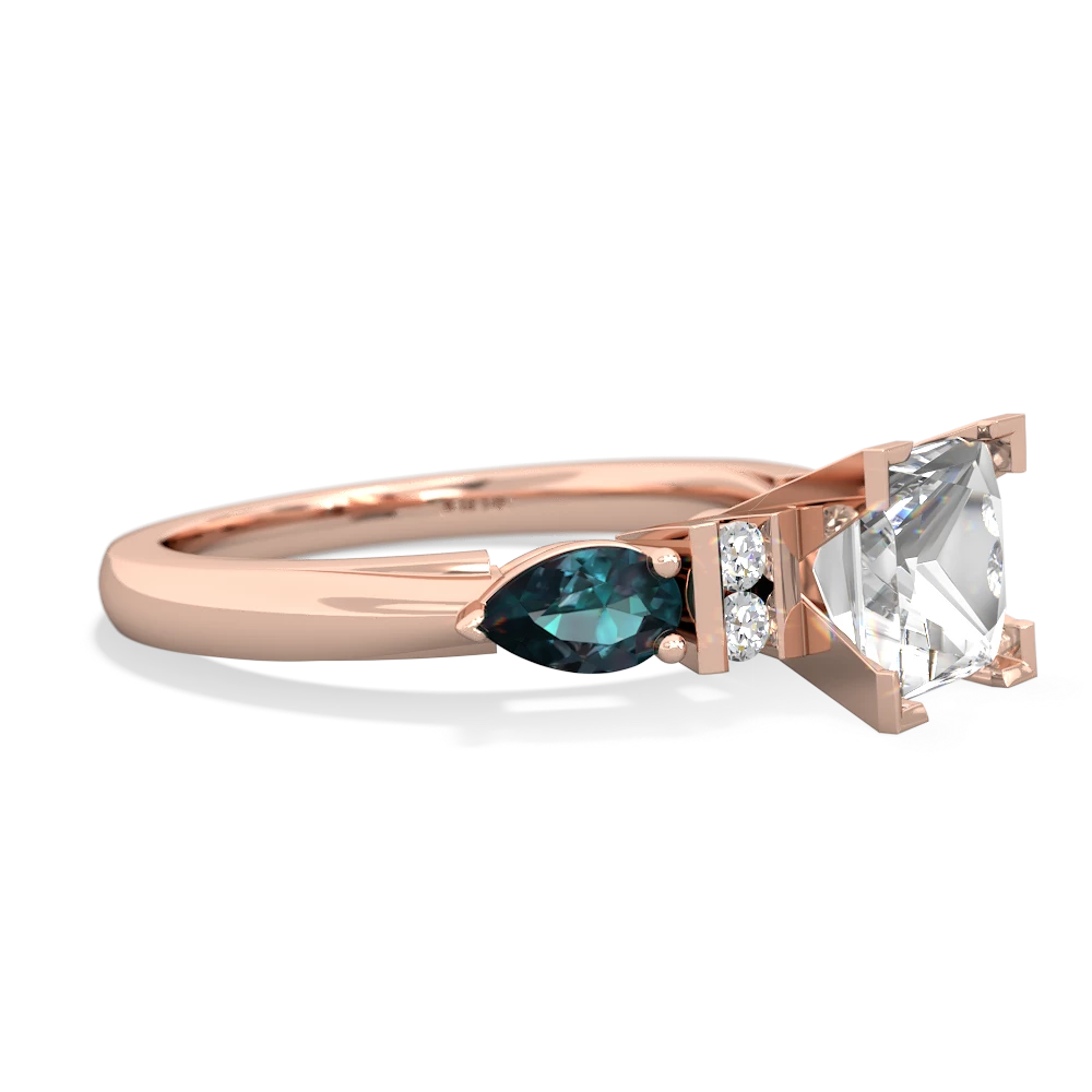 White Topaz 6Mm Princess Eternal Embrace Engagement 14K Rose Gold ring C2002