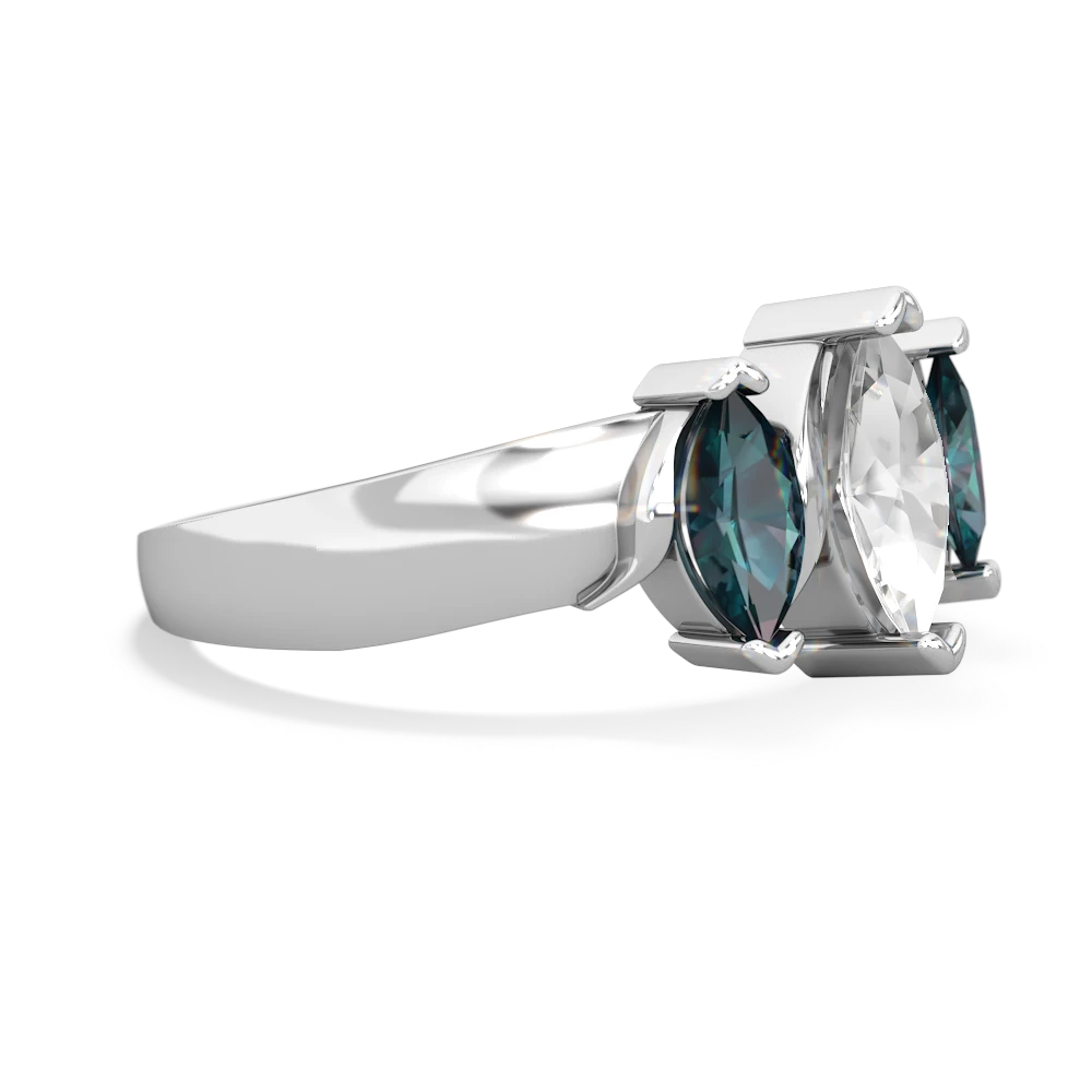 White Topaz Three Peeks 14K White Gold ring R2433