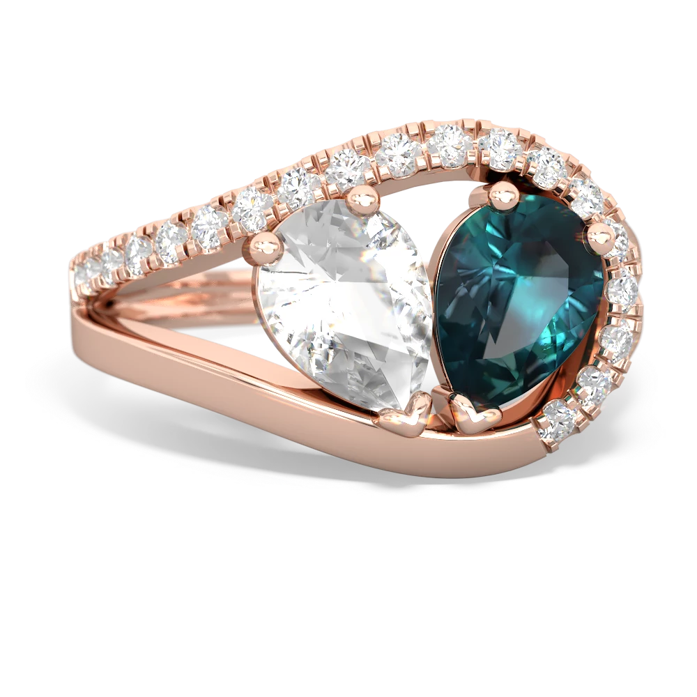 White Topaz Nestled Heart Keepsake 14K Rose Gold ring R5650