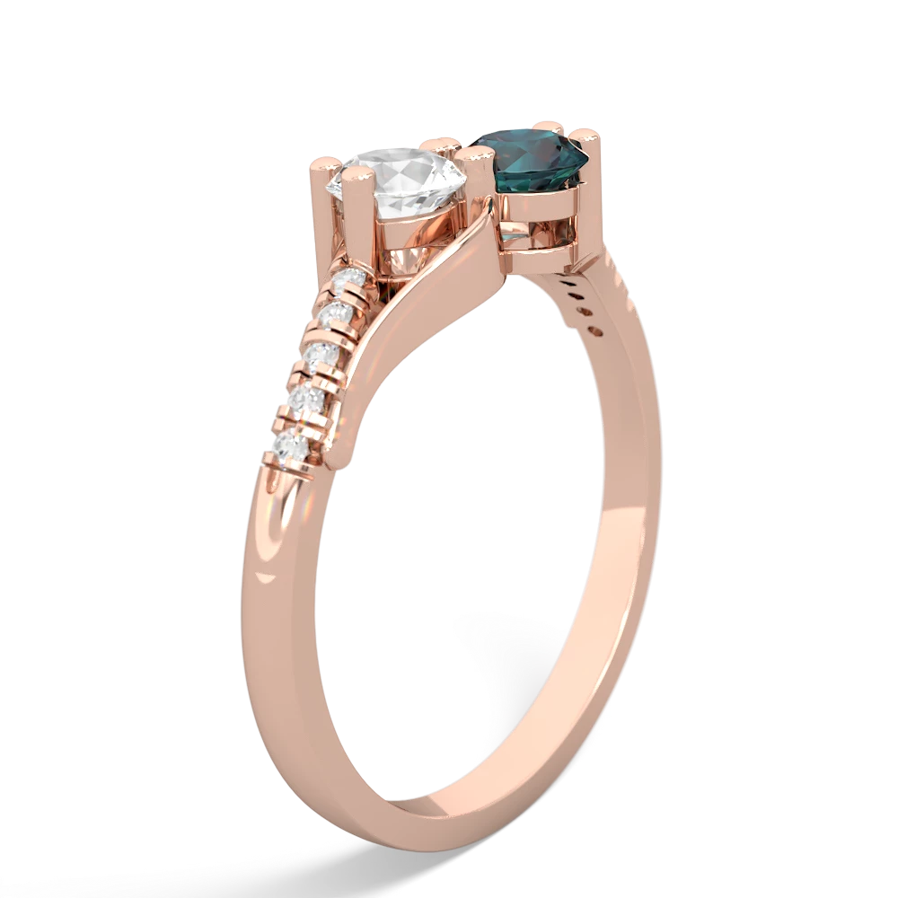 White Topaz Infinity Pave Two Stone 14K Rose Gold ring R5285