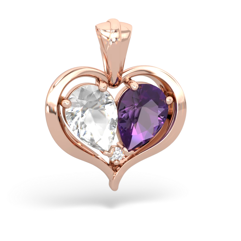 White Topaz Two Become One 14K Rose Gold pendant P5330