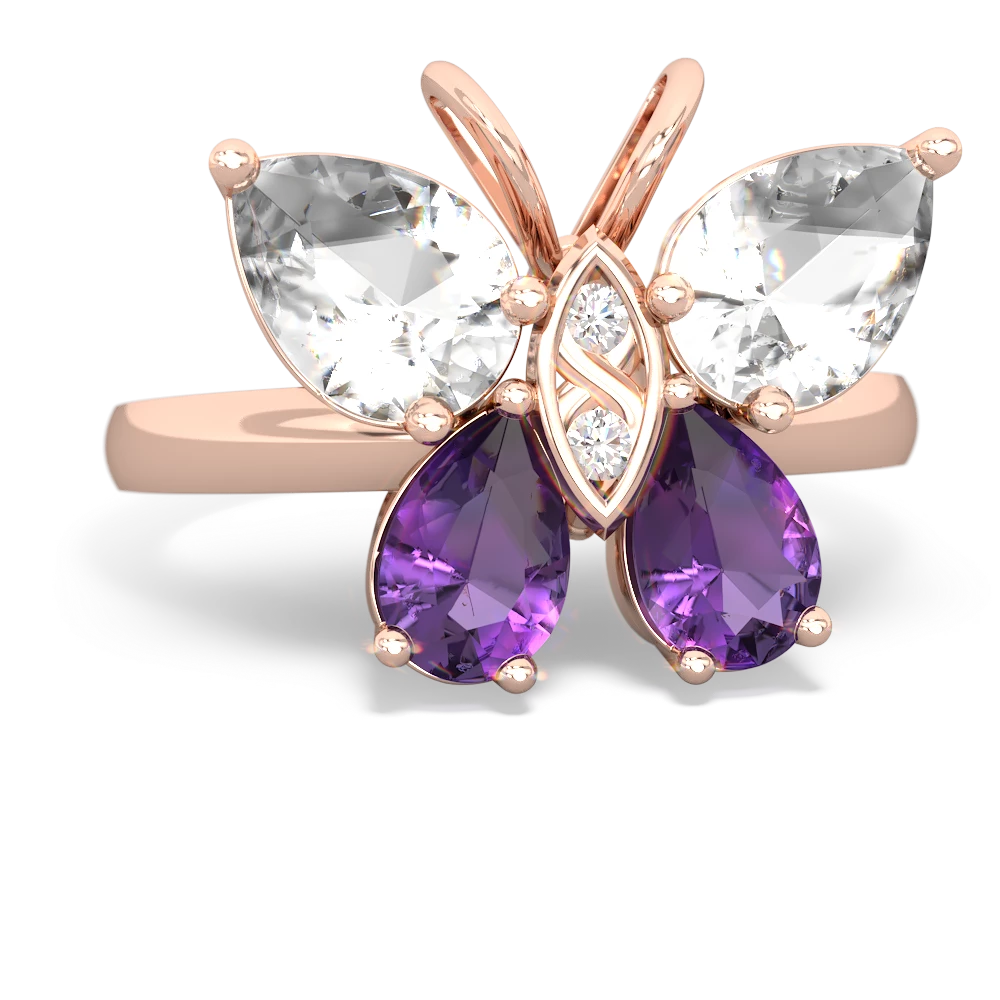 White Topaz Butterfly 14K Rose Gold ring R2215