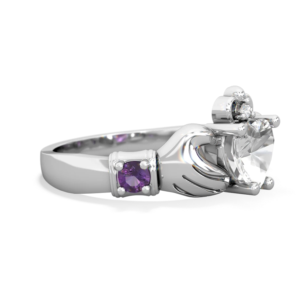 White Topaz Claddagh Keepsake 14K White Gold ring R5245