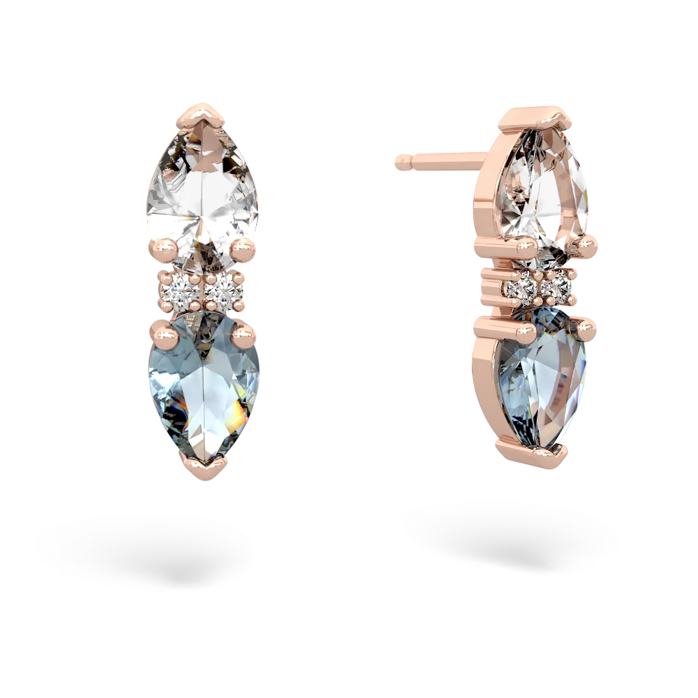 White Topaz Bowtie Drop 14K Rose Gold earrings E0865