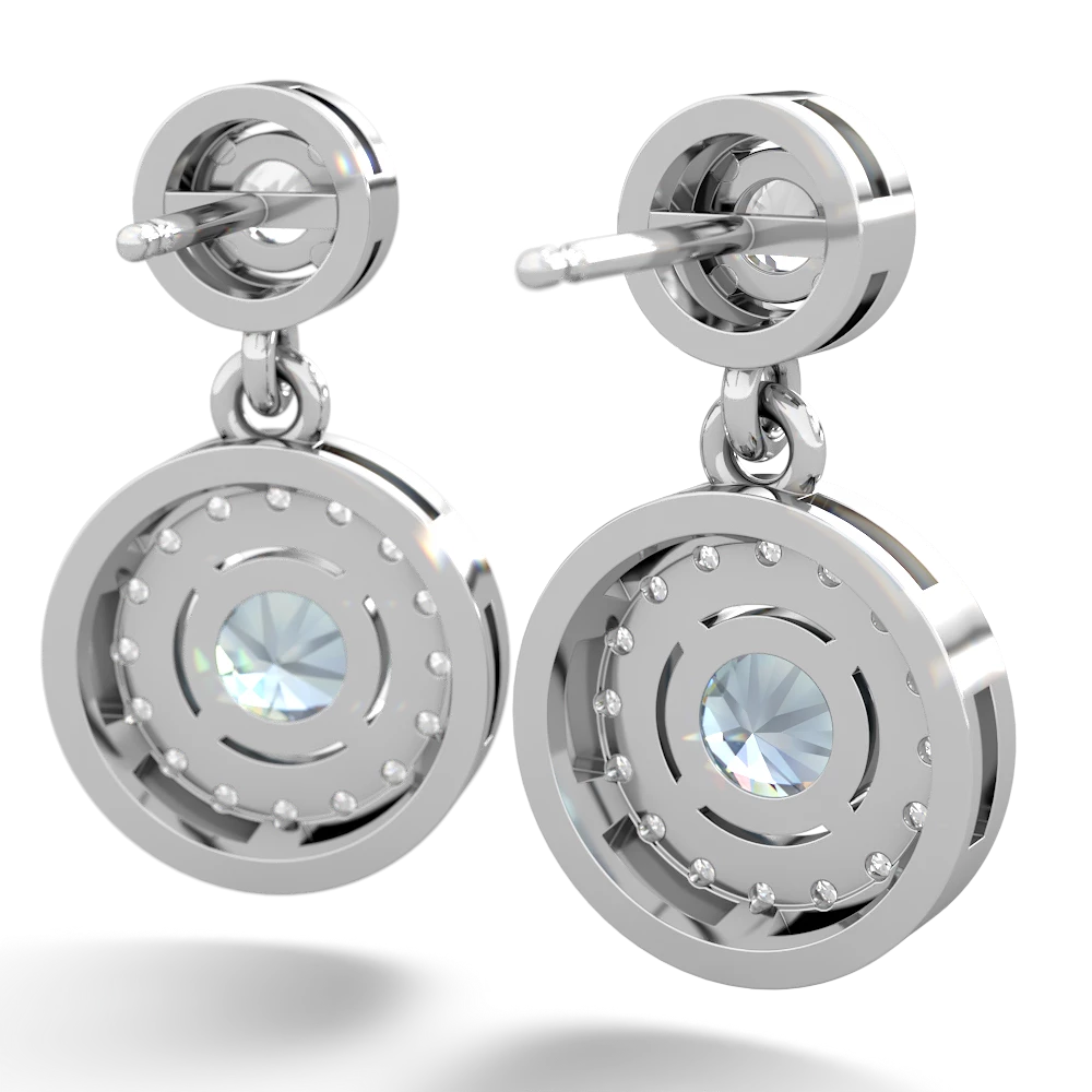 White Topaz Halo Dangle 14K White Gold earrings E5319