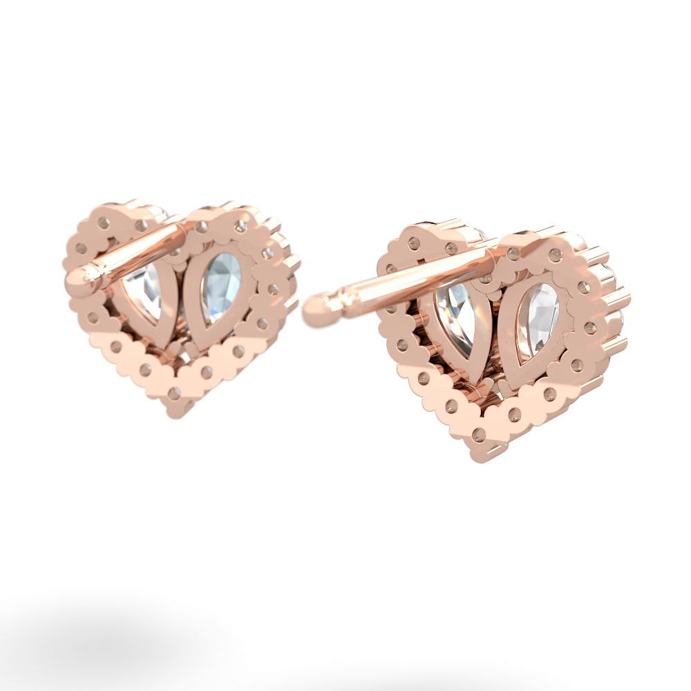 White Topaz Halo 14K Rose Gold earrings E7008