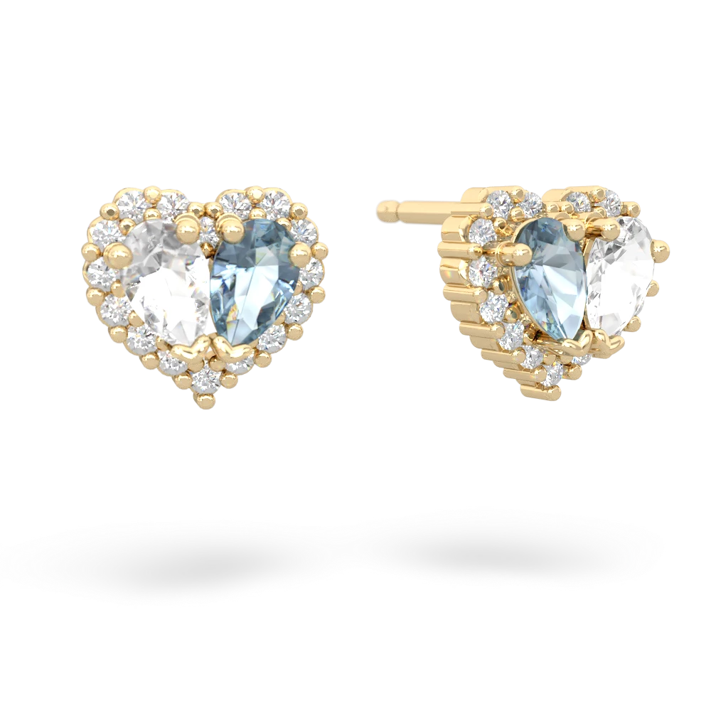 White Topaz Halo 14K Yellow Gold earrings E7008