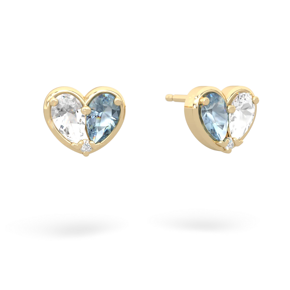 White Topaz 'Our Heart' 14K Yellow Gold earrings E5072