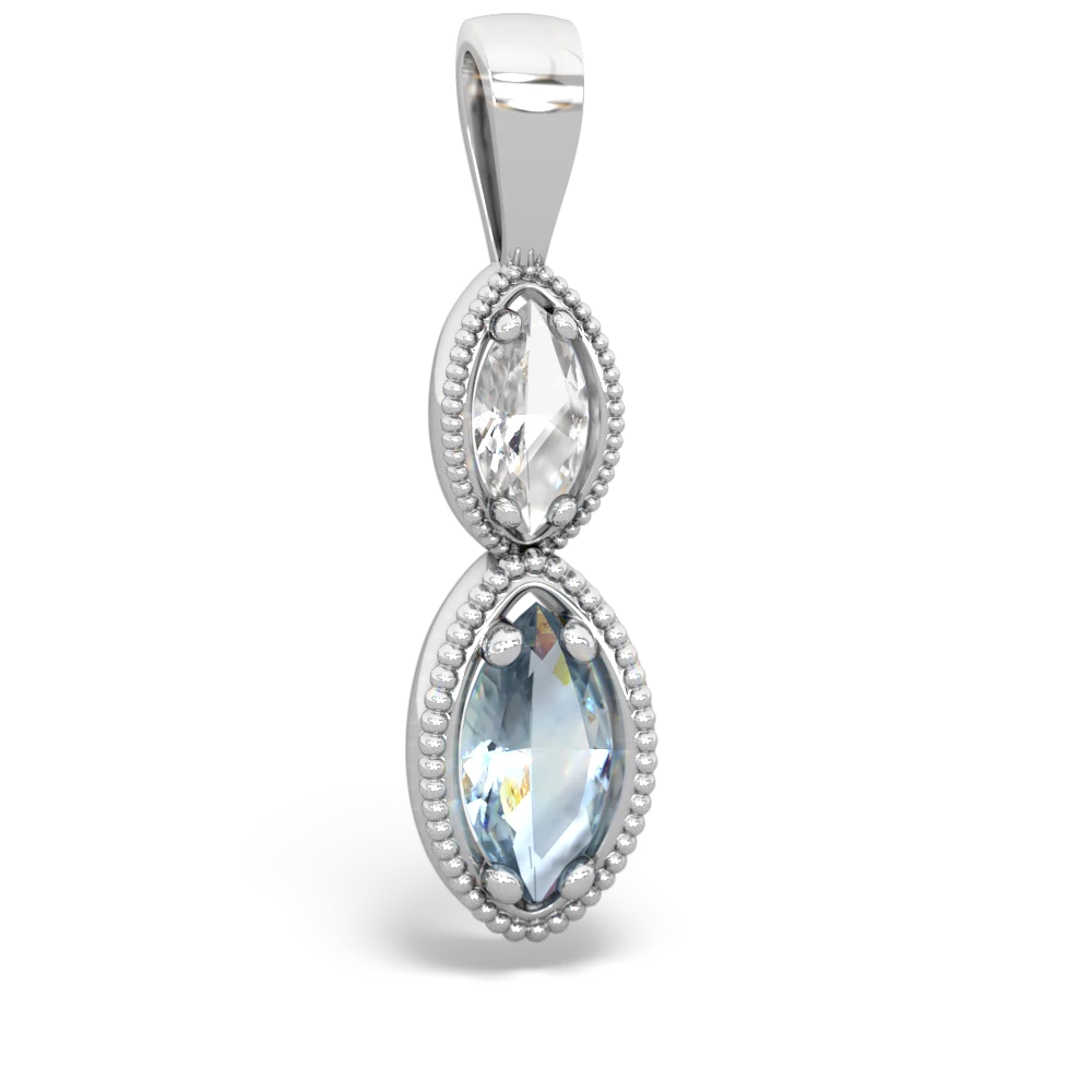 White Topaz Antique-Style Halo 14K White Gold pendant P5700