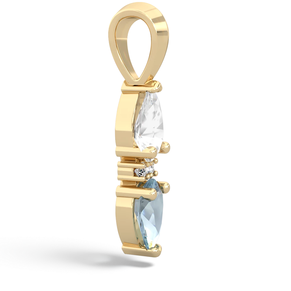 White Topaz Bowtie Drop 14K Yellow Gold pendant P0865