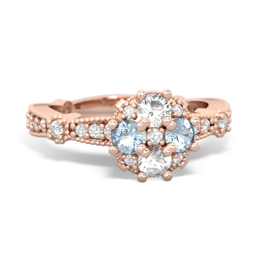 White Topaz Sparkling Tiara Cluster 14K Rose Gold ring R26293RD