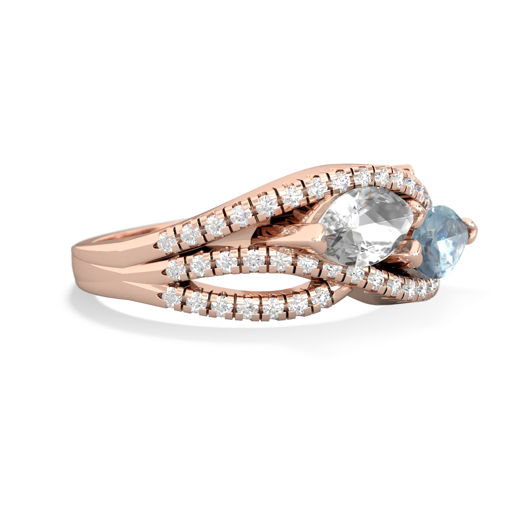 White Topaz Diamond Rivers 14K Rose Gold ring R3070