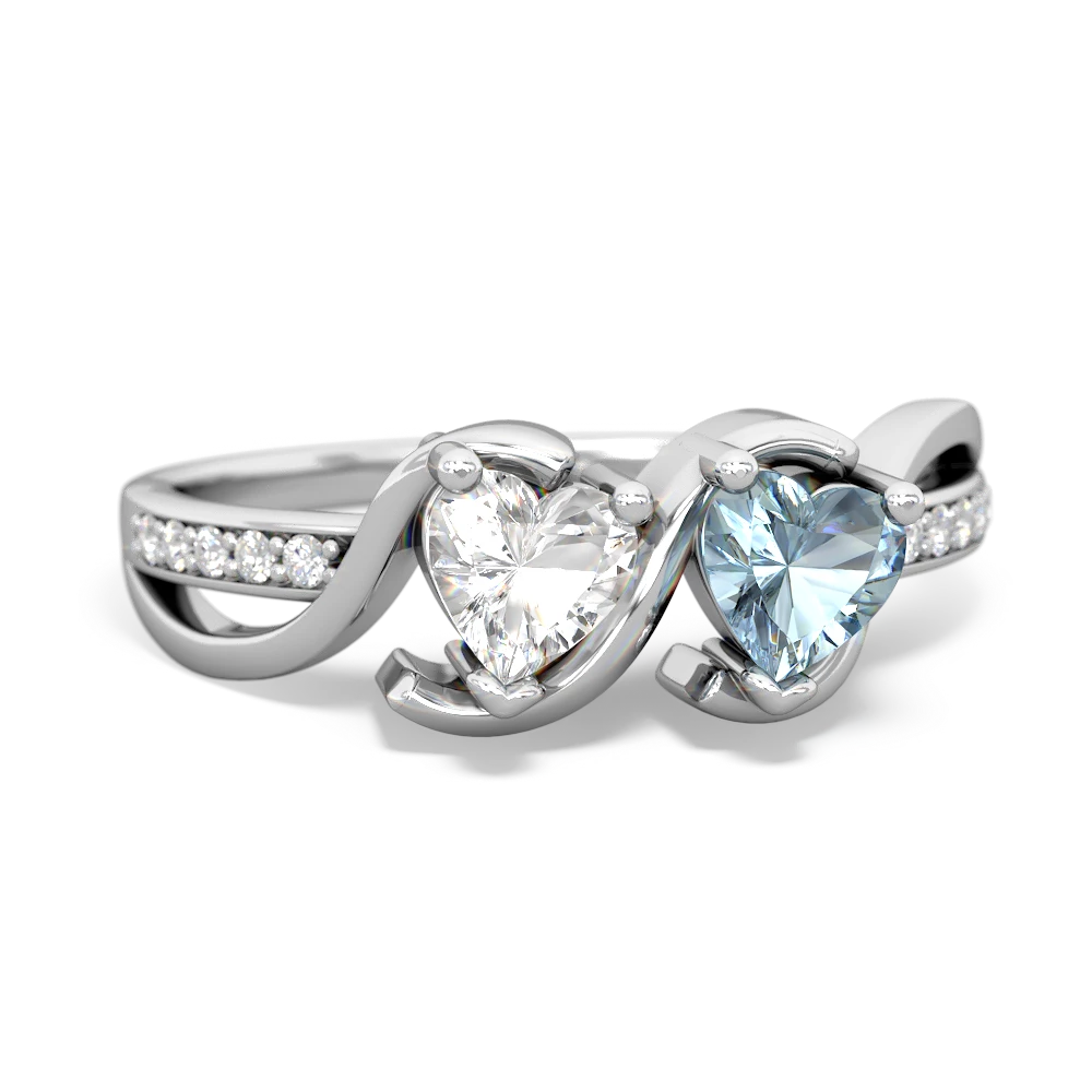 White Topaz Side By Side 14K White Gold ring R3090