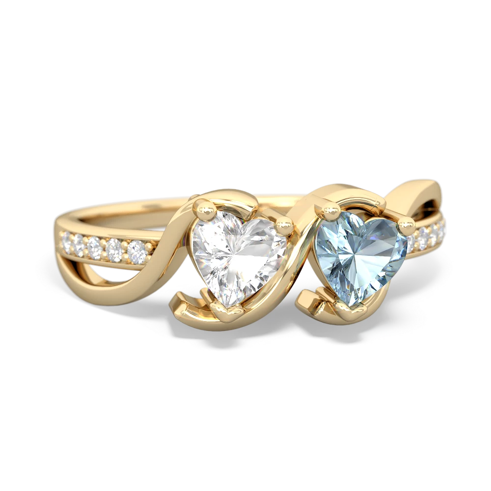 White Topaz Side By Side 14K Yellow Gold ring R3090