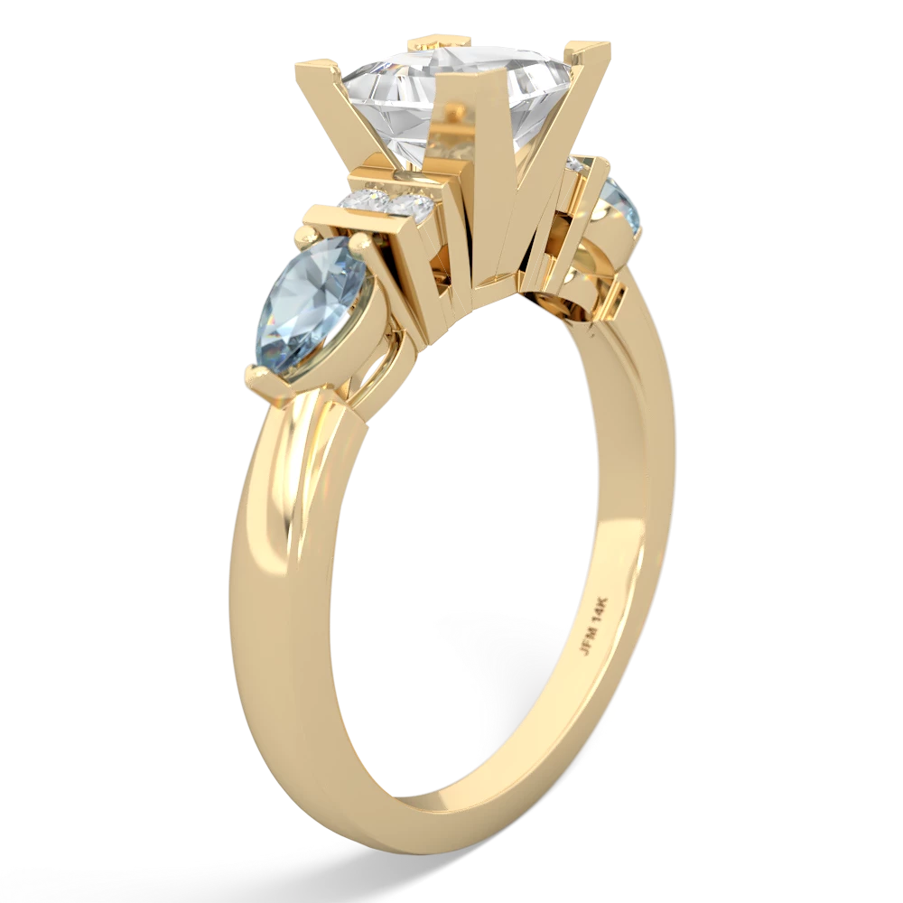 White Topaz 6Mm Princess Eternal Embrace Engagement 14K Yellow Gold ring C2002