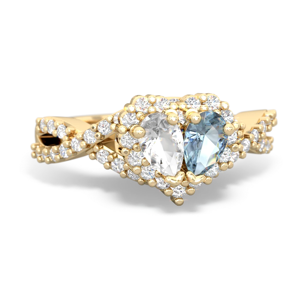 White Topaz Diamond Twist 'One Heart' 14K Yellow Gold ring R2640HRT