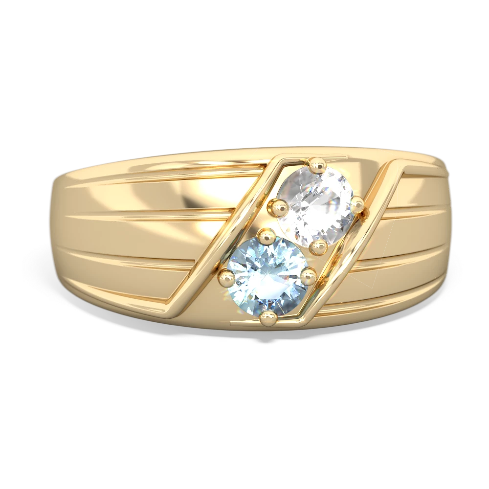 White Topaz Men's Streamline 14K Yellow Gold ring R0460