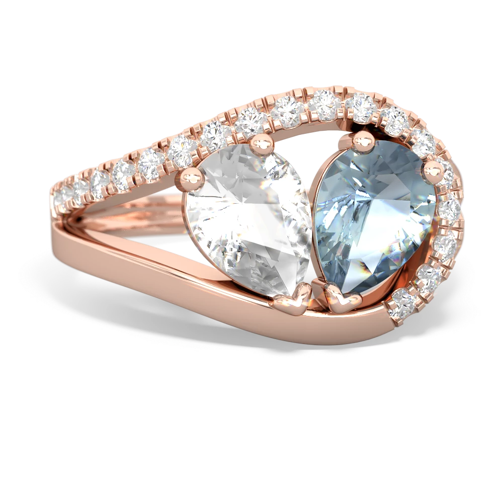 White Topaz Nestled Heart Keepsake 14K Rose Gold ring R5650