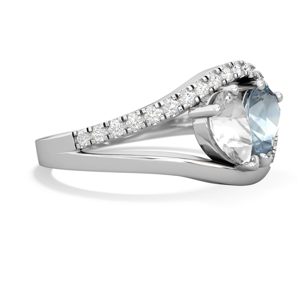 White Topaz Nestled Heart Keepsake 14K White Gold ring R5650