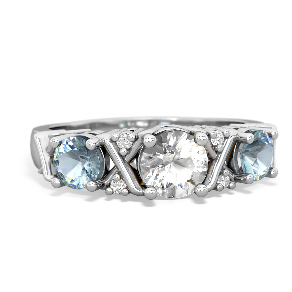 White Topaz Hugs And Kisses 14K White Gold ring R5016