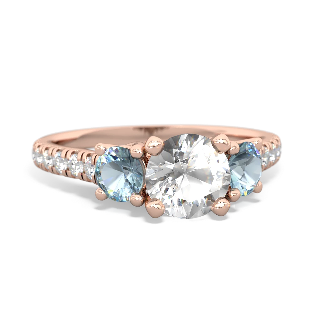 White Topaz Pave Trellis 14K Rose Gold ring R5500