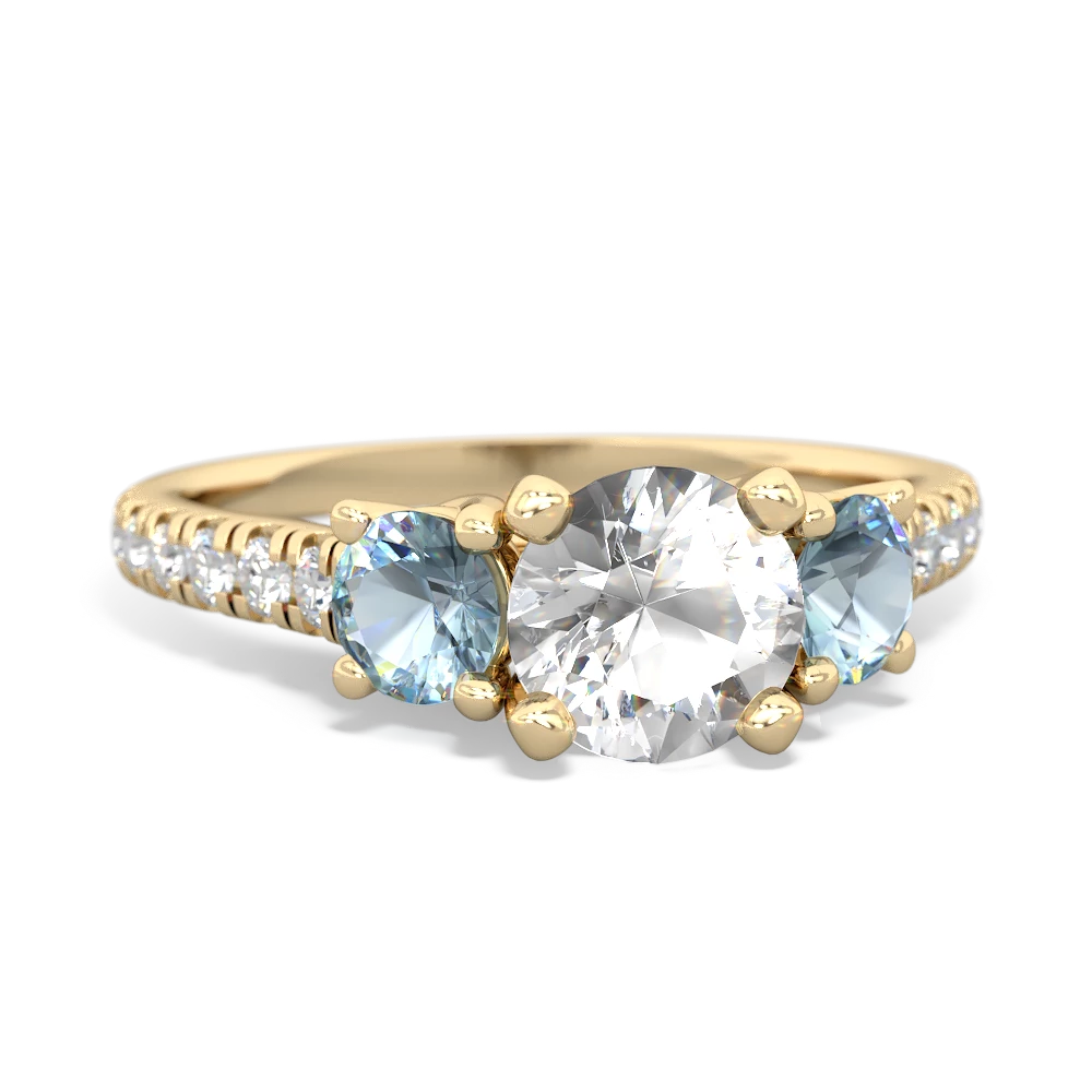 White Topaz Pave Trellis 14K Yellow Gold ring R5500