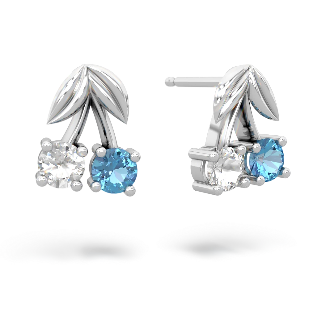 White Topaz Sweet Cherries 14K White Gold earrings E7001