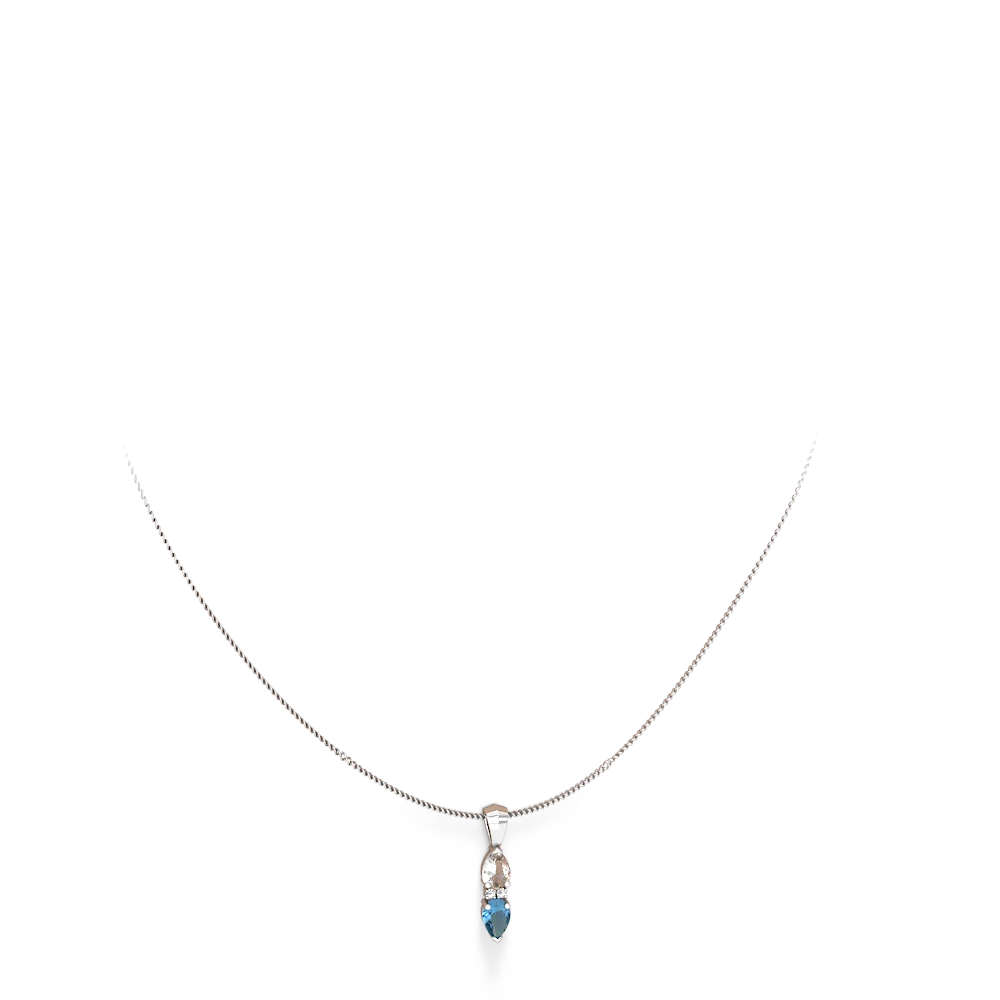 White Topaz Bowtie Drop 14K White Gold pendant P0865