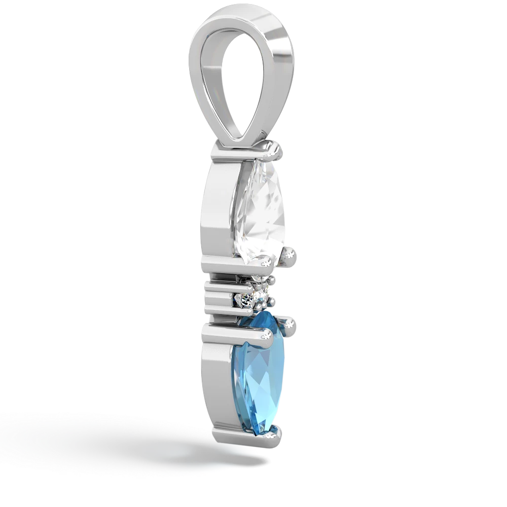 White Topaz Bowtie Drop 14K White Gold pendant P0865