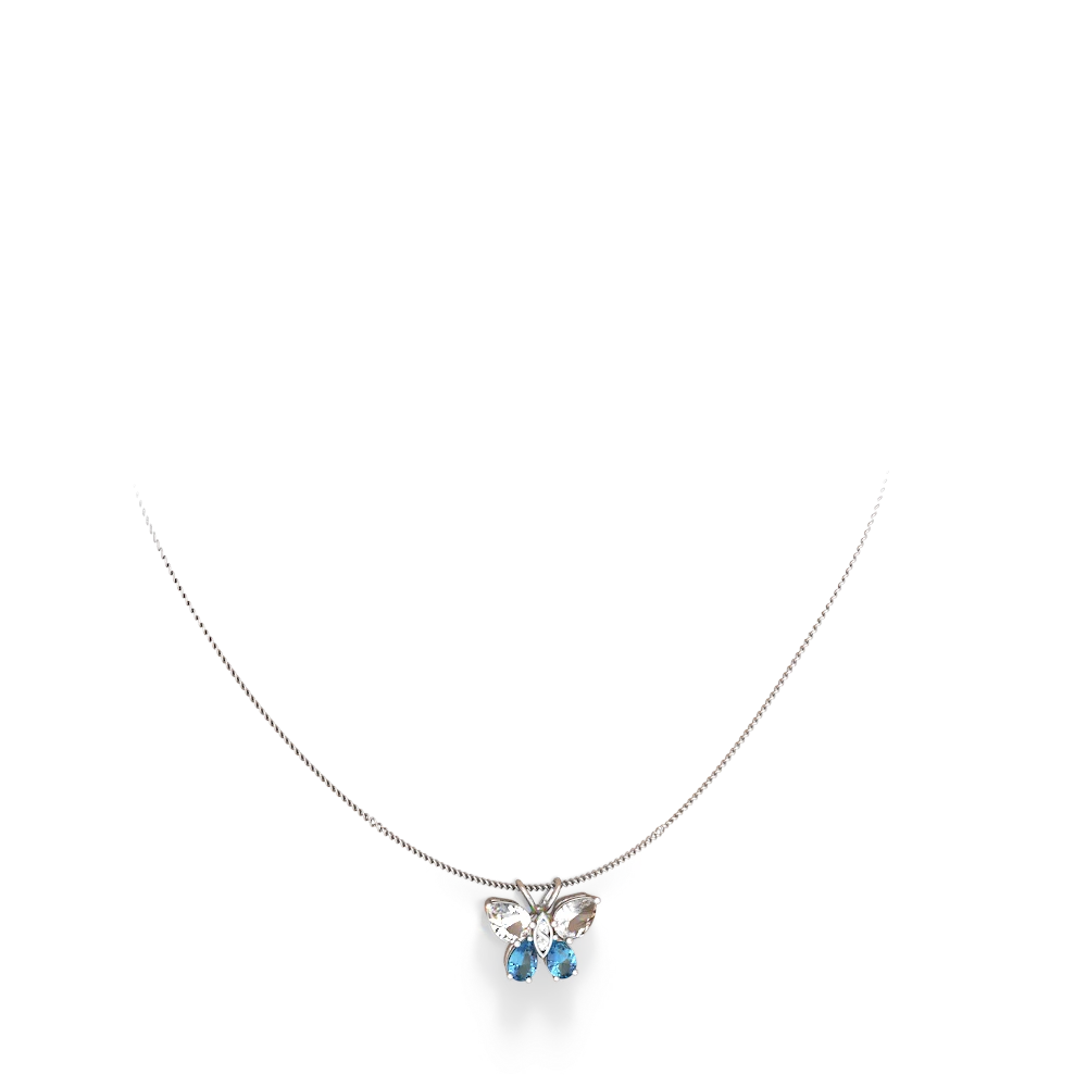 White Topaz Butterfly 14K White Gold pendant P2215