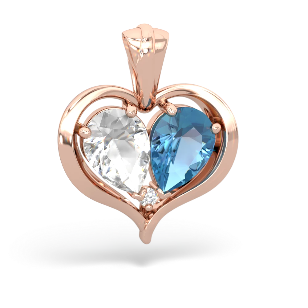 White Topaz Two Become One 14K Rose Gold pendant P5330