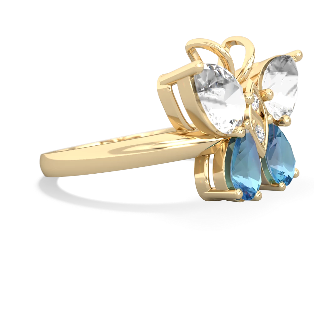 White Topaz Butterfly 14K Yellow Gold ring R2215