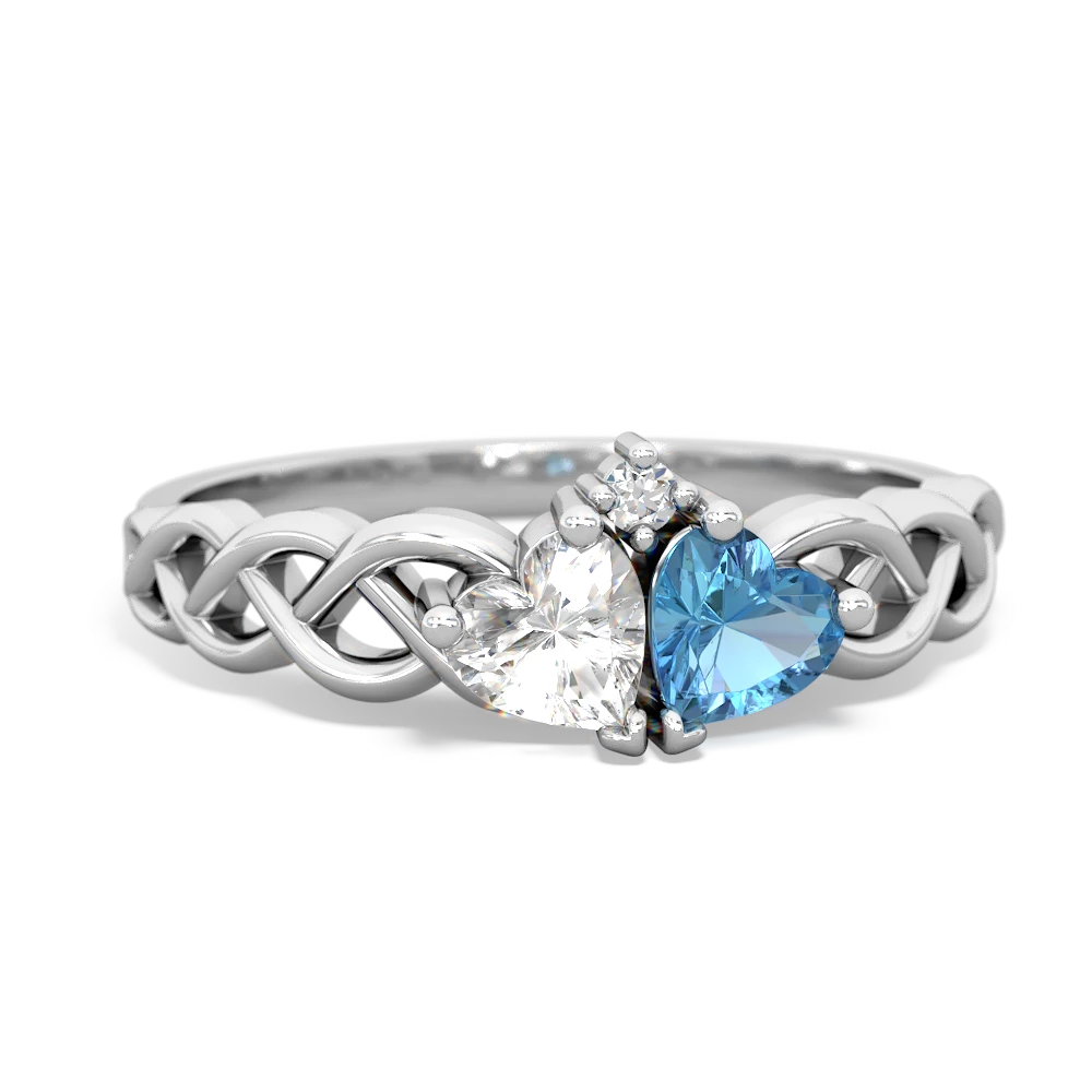 White Topaz Heart To Heart Braid 14K White Gold ring R5870