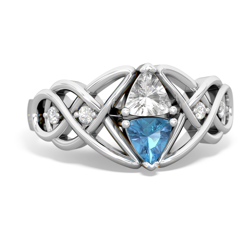 White Topaz Keepsake Celtic Knot 14K White Gold ring R5300