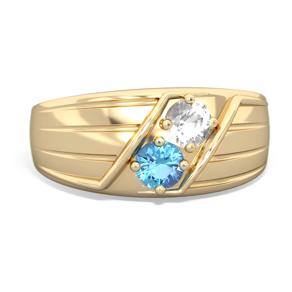 White Topaz Men's Streamline 14K Yellow Gold ring R0460