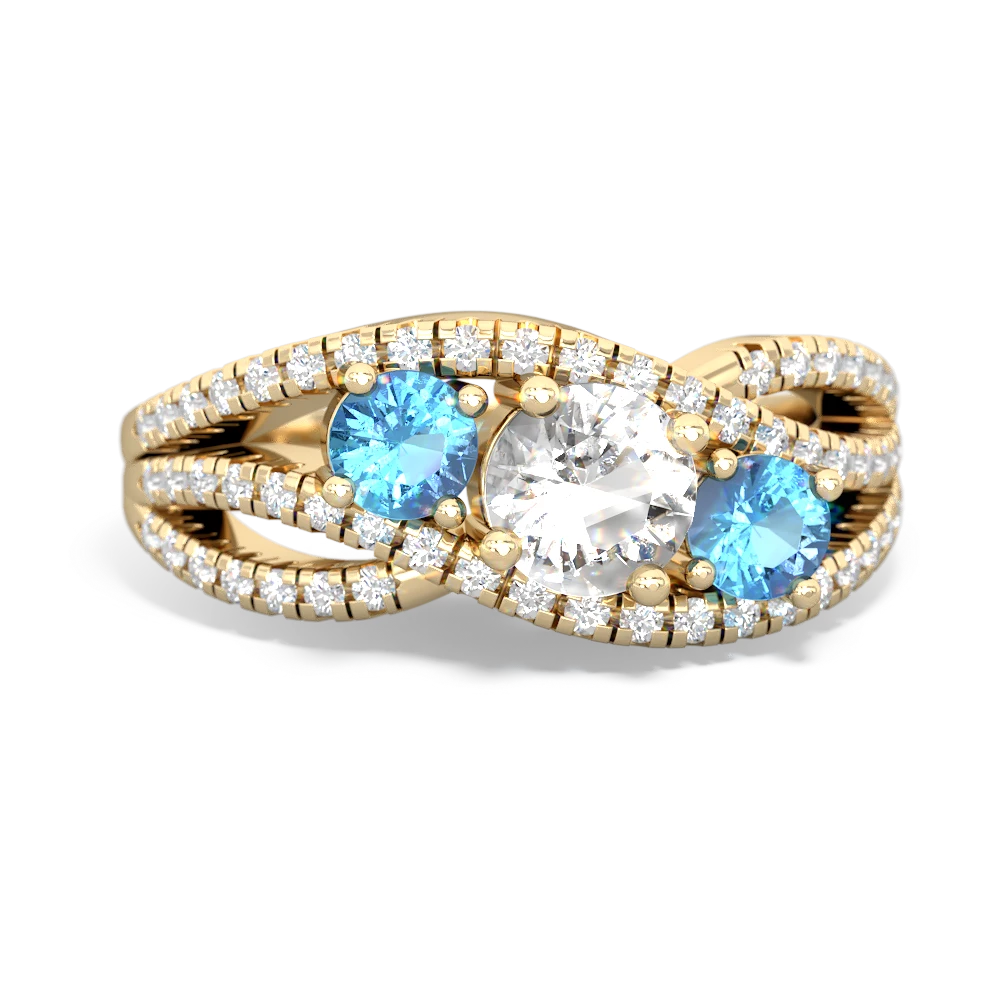 White Topaz Three Stone Aurora 14K Yellow Gold ring R3080