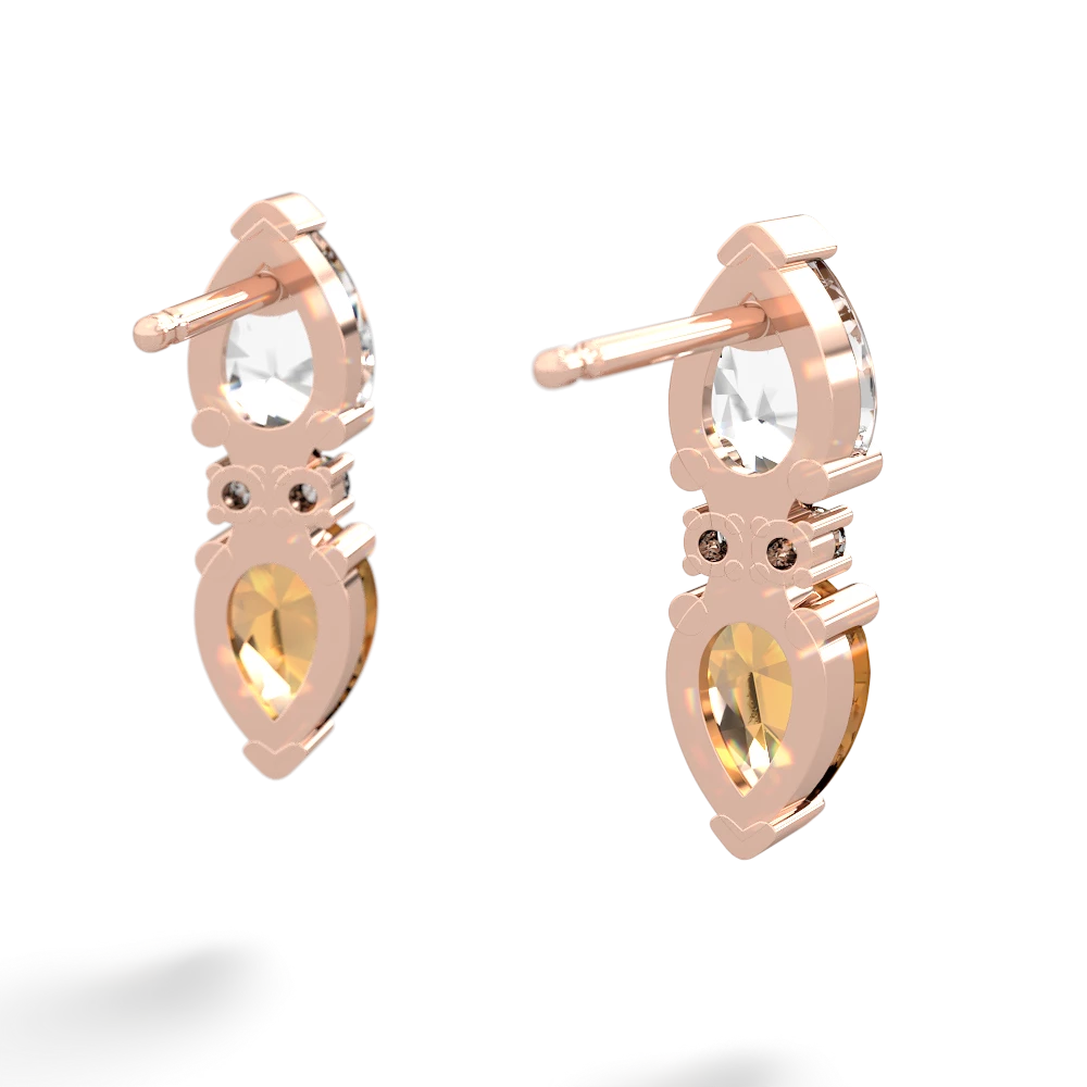 White Topaz Bowtie Drop 14K Rose Gold earrings E0865