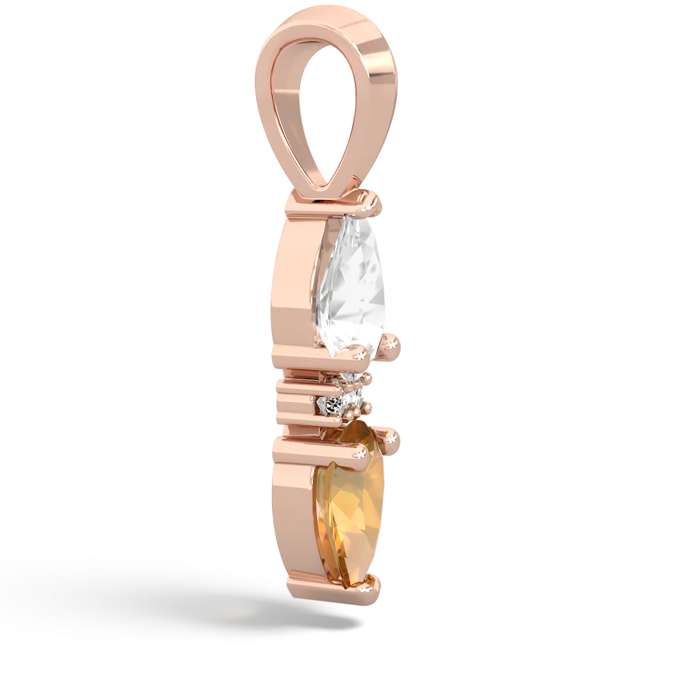 White Topaz Bowtie Drop 14K Rose Gold pendant P0865