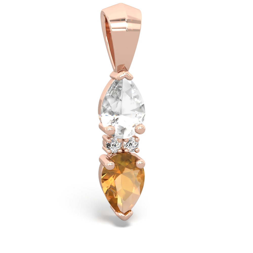 White Topaz Bowtie Drop 14K Rose Gold pendant P0865