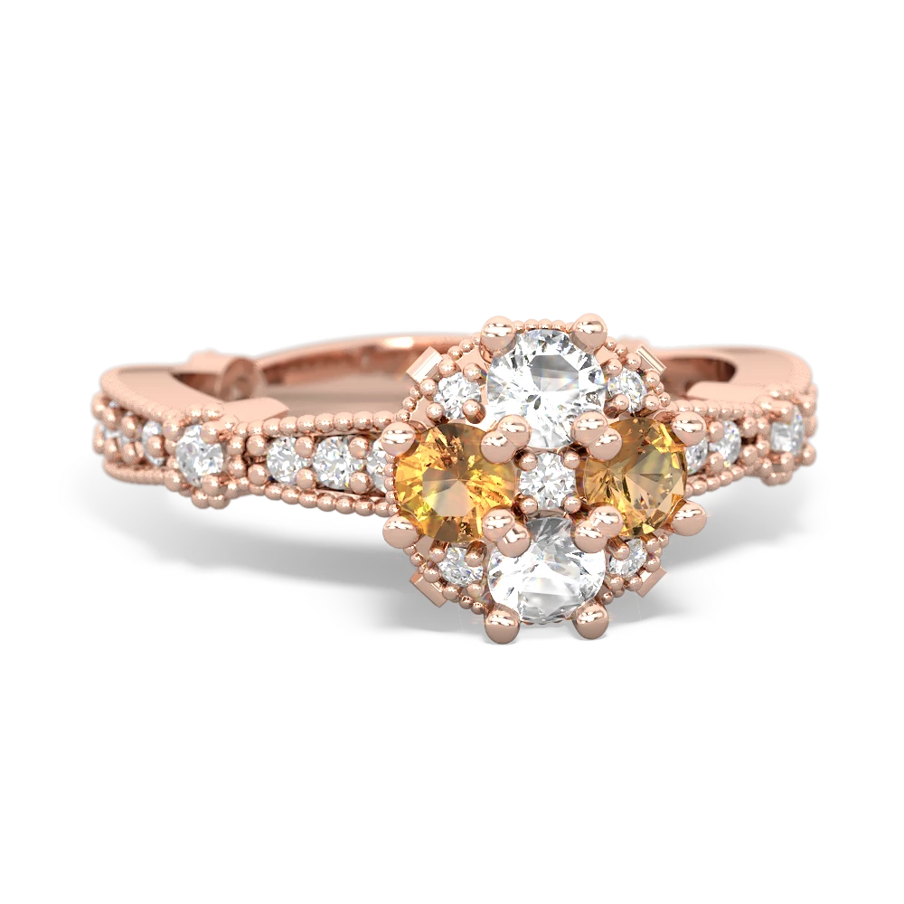 White Topaz Sparkling Tiara Cluster 14K Rose Gold ring R26293RD