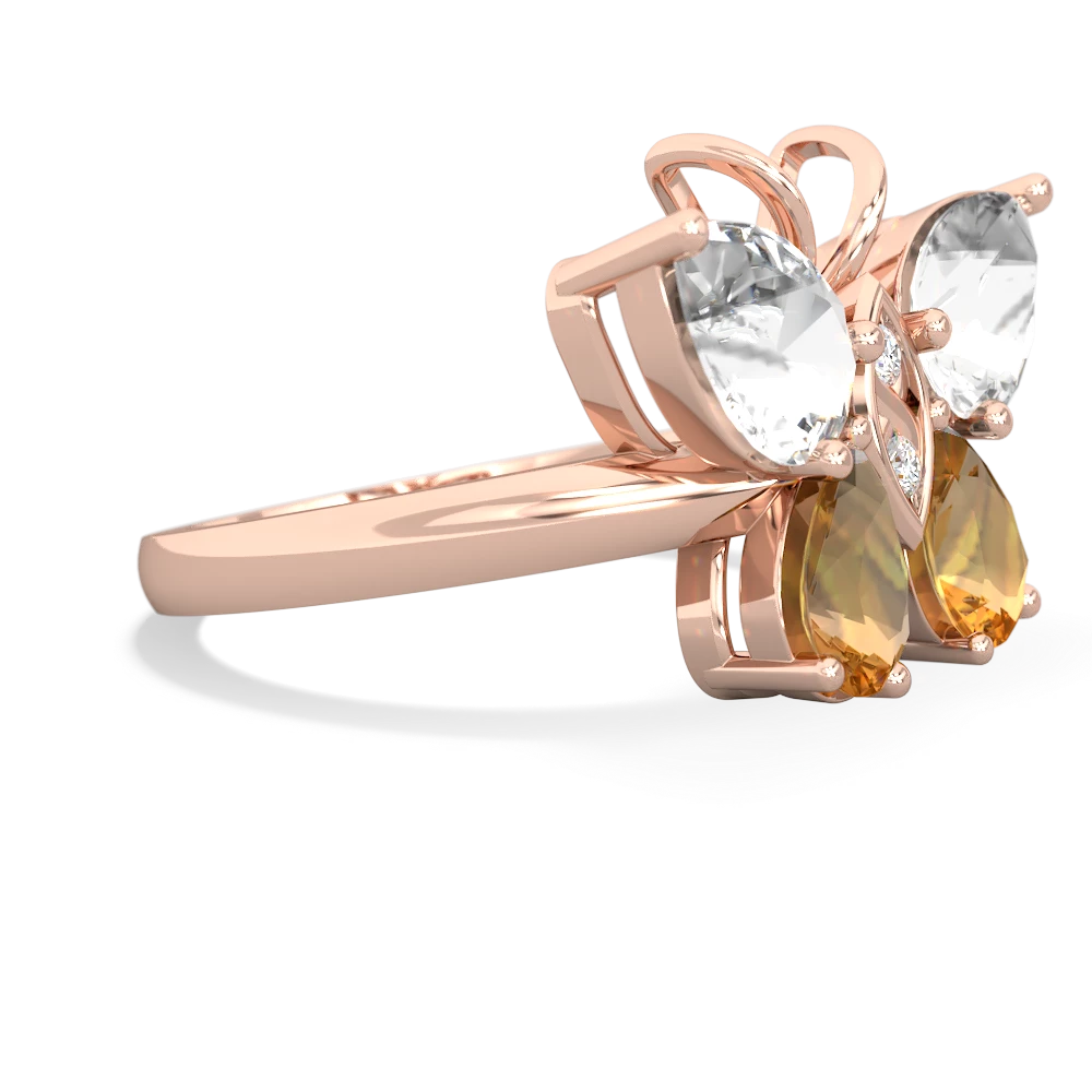 White Topaz Butterfly 14K Rose Gold ring R2215