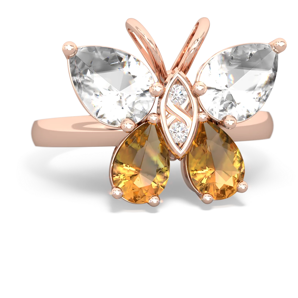 White Topaz Butterfly 14K Rose Gold ring R2215