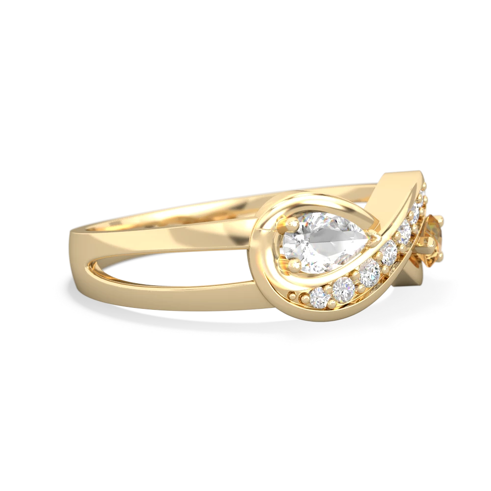 White Topaz Diamond Infinity 14K Yellow Gold ring R5390