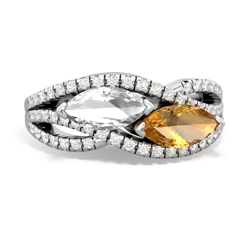 White Topaz Diamond Rivers 14K White Gold ring R3070