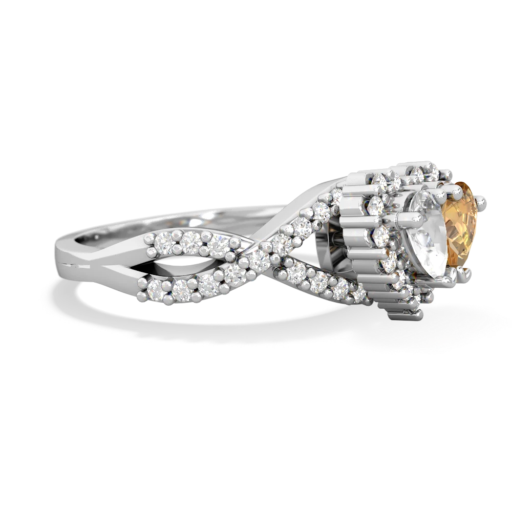 White Topaz Diamond Twist 'One Heart' 14K White Gold ring R2640HRT