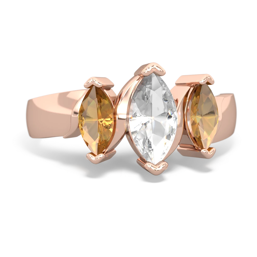 White Topaz Three Peeks 14K Rose Gold ring R2433