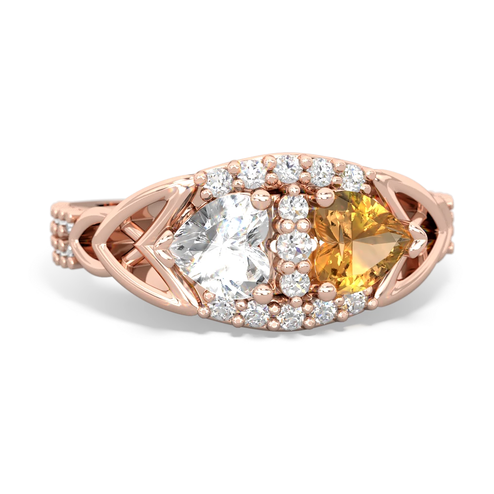 White Topaz Sparkling Celtic Knot 14K Rose Gold ring R2645